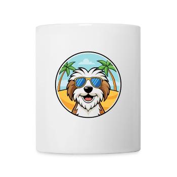 Tibetan Terrier Dog Breed Cartoon Sunglasses Beach - Mug - white - Front