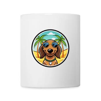 Teckel de Westphalie Race De Chien Dessin Animé Plage - Mug blanc - blanc - Devant