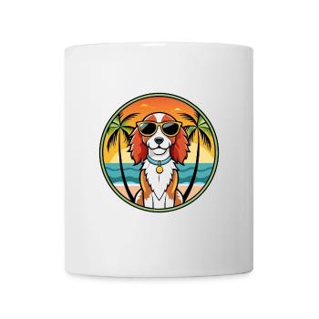 Welsh Springer Spaniel Dog Breed Cartoon Beach - Mug - white - Front