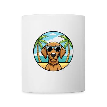 Vizsla à poil dur race de chien dessin animé lunettes de soleil plage - Mug blanc - blanc - Devant