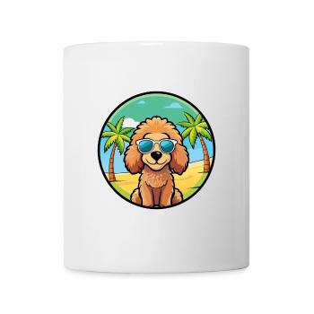 Toy Poodle Dog Breed Cartoon Sunglasses Beach - Mug - white - Front