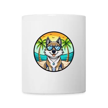 Chien d’élan suédois race dessin animé lunettes de soleil plage - Mug blanc - blanc - Devant