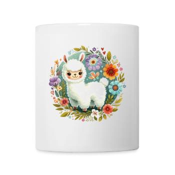 Floral with a little llama - Mug - white - Front