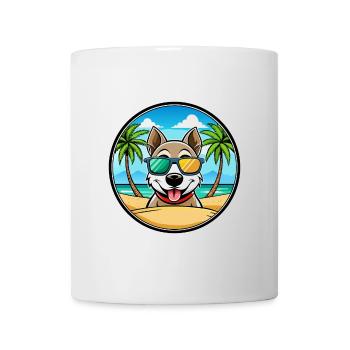 Alopekis Dog Breed Cartoon Sunglasses Beach - Mug - white - Front