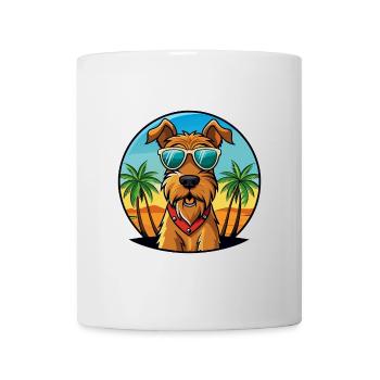 Airedale Terrier Chien Race Dessin Animé Lunettes De Soleil Plage - Mug blanc - blanc - Devant