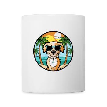 Alpine Spaniel Dog Breed Cartoon Sunglasses Beach - Mug - white - Front