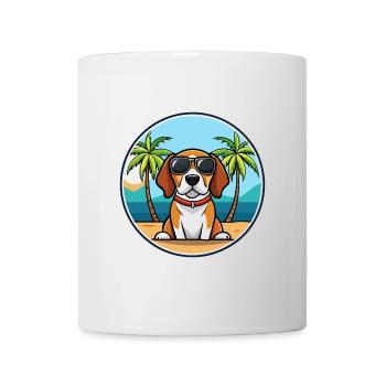Beagle Chien Race Dessin Animé Lunettes De Soleil Plage - Mug blanc - blanc - Devant