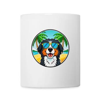 Bernese Mountain Dog Breed Cartoon Sunglass Beach - Mug - white - Front