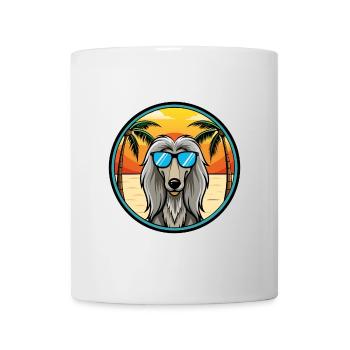 Afghanischer Windhund Hunderasse Cartoon Sonnenbrille Strand - Tasse - Weiß - Vorne