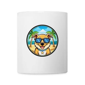 Aidi Chien Race Dessin Animé Lunettes De Soleil Plage - Mug blanc - blanc - Devant