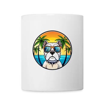 Amerikanische Bulldogge Rasse Cartoon Sonnenbrille Strand - Tasse - Weiß - Vorne