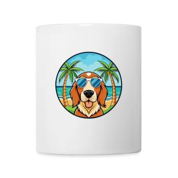 Basset Fauve De Bretagne Hunderasse Cartoon Strand - Tasse - Weiß - Vorne