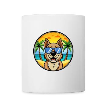 Berger De Beauce Dog Breed Cartoon Sunglass Beach - Mug - white - Front