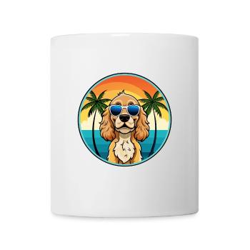 Cocker américain Spaniel Race de chien Cartoon Beach - Mug blanc - blanc - Devant