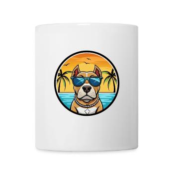 American Pitbull Terrier Dog Breed Cartoon Beach - Mug - white - Front