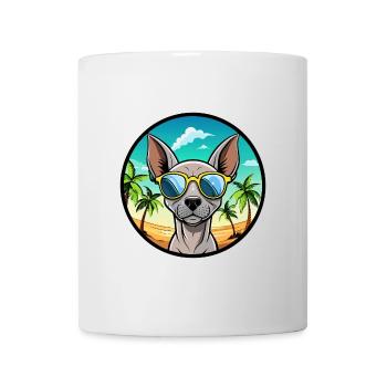 American Hairless Terrier Chien Race Dessin Animé Plage - Mug blanc - blanc - Devant