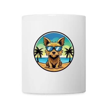 Australian Silky Terrier Dog Breed Cartoon Beach - Mug - white - Front