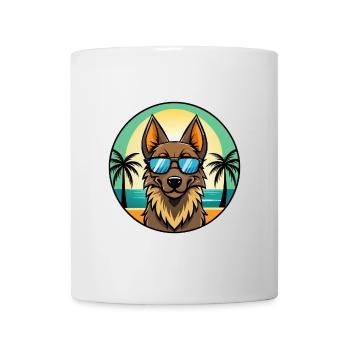 Belgian Sheepdog Breed Cartoon Sunglasses Beach - Mug - white - Front