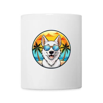 Berger Blanc Suisse Dog Breed Cartoon Sunglasses - Mug - white - Front