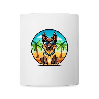 Belge Malinois Chien Race Dessin Animé Lunettes De Soleil Plage - Mug blanc - blanc - Devant