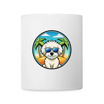 Bichon frisé race de chien dessin animé lunettes de soleil plage - Mug blanc - blanc - Devant