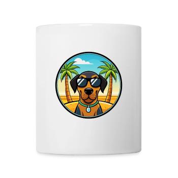 Black And Tan Coonhound Dog Breed Cartoon Beach - Mug - white - Front