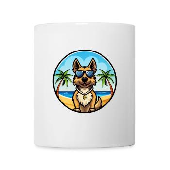 Bohemian Shepherd Dog Breed Cartoon Sunglass Beach - Mug - white - Front
