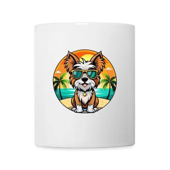Biewer Terrier Dog Breed Cartoon Sunglasses Beach - Mug - white - Front