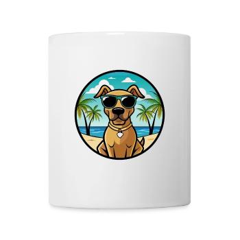Black Mouth Cur Dog Breed Cartoon Sunglasses Beach - Mug - white - Front