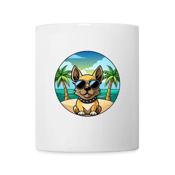 Braque Français Chien Race Dessin Animé Lunettes de Soleil Plage - Mug blanc - blanc - Devant