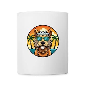 Briard Dog Breed Cartoon Sunglasses Beach - Mug - white - Front
