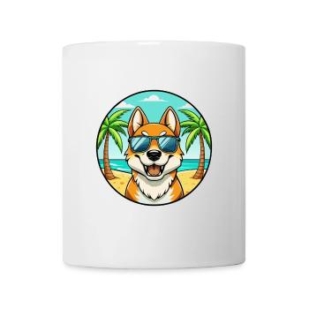 Canaan Chien Race Dessin Animé Lunettes De Soleil Plage - Mug blanc - blanc - Devant