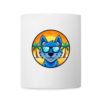 Lunettes de soleil de dessin animé de race de chien en dentelle bleue plage - Mug blanc - blanc - Devant