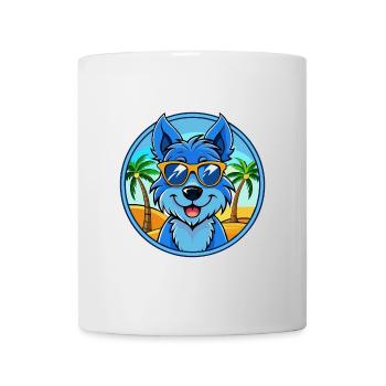 Blue Paul Terrier Chien Race Dessin Animé Lunettes De Soleil Plage - Mug blanc - blanc - Devant