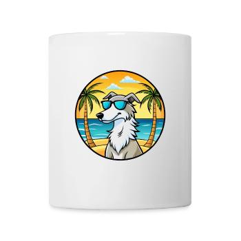 Borzoi Dog Breed Cartoon Sunglasses Beach - Mug - white - Front