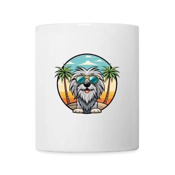 Bergamasco Schäferhund Rasse Cartoon Sonnenbrille Strand - Tasse - Weiß - Vorne