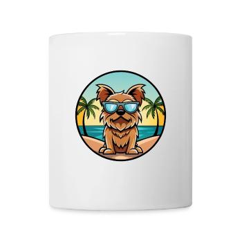 Brussels Griffon Dog Breed Cartoon Sunglass Beach - Mug - white - Front