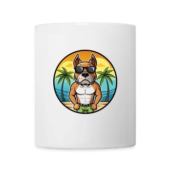 Bull Boxer Dog Breed Cartoon Sunglasses Beach - Mug - white - Front