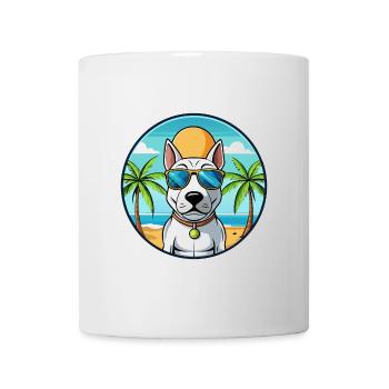Bull Terrier Dog Breed Cartoon Sunglasses Beach - Mug - white - Front