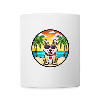 Chien Husky Labrador Canadien Race Cartoon Beach - Mug blanc - blanc - Devant