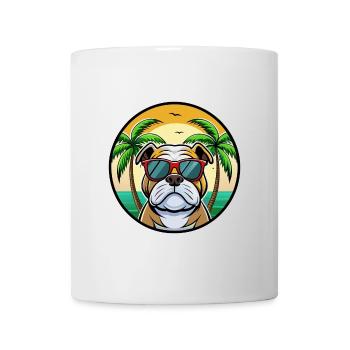Bulldog Breed Cartoon Sunglasses Beach - Mug - white - Front