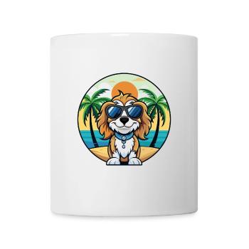 Cavalier Dog Breed Cartoon Sunglasses Beach - Mug - white - Front