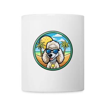 Corded Poodle Hunderasse Cartoon Sonnenbrille Strand - Tasse - Weiß - Vorne
