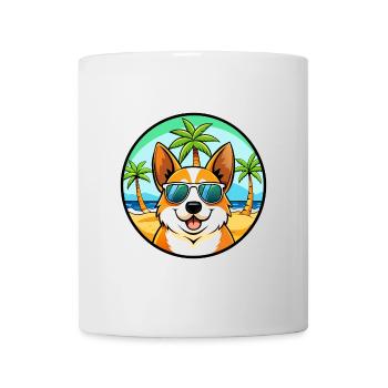 Corgi Dog Breed Cartoon Sunglasses Beach - Mug - white - Front