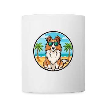 Collie Dog Breed Cartoon Sunglasses Beach - Mug - white - Front