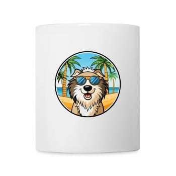 Chien de berger croate race dessin animé lunettes de soleil plage - Mug blanc - blanc - Devant