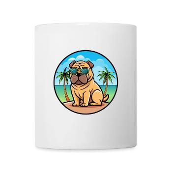 Chinois Shar Pei Chien Race Dessin Animé Lunettes De Soleil Plage - Mug blanc - blanc - Devant