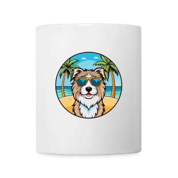 Katalanische Schäferhundrasse Cartoon Sonnenbrille Strand - Tasse - Weiß - Vorne