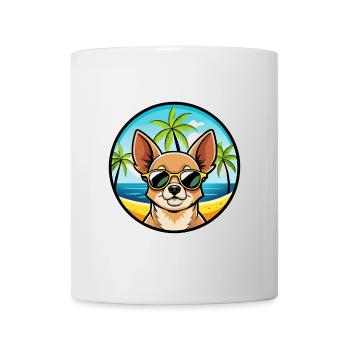 Chihuahua Dog Breed Cartoon Sunglasses Beach - Mug - white - Front