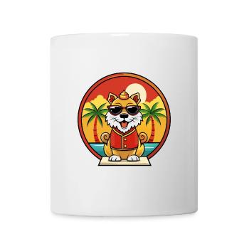 Chinesische kaiserliche Hunderasse Cartoon Sonnenbrille Strand - Tasse - Weiß - Vorne